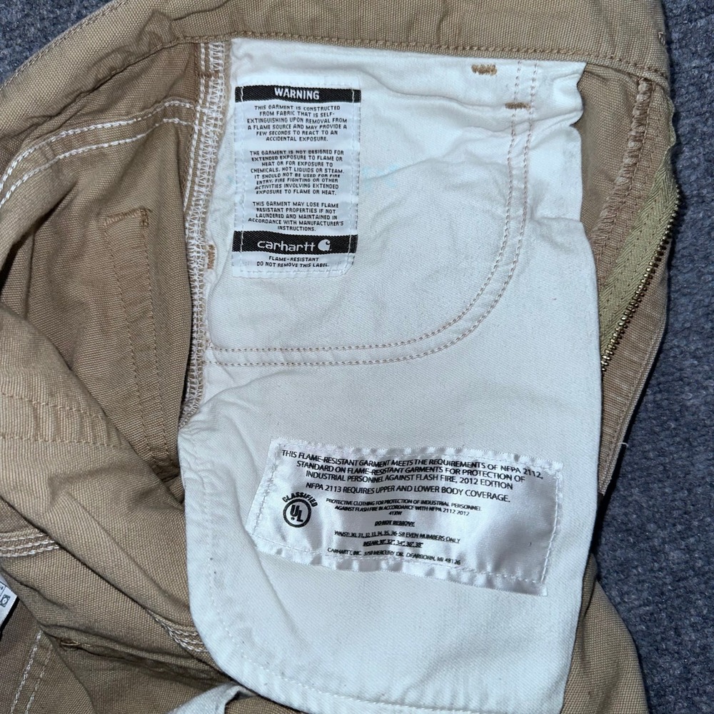 Carhartt FR Flame Resistant Cargo Pants Tan Men's 36x34 Workwear NFPA 2112 - Picture 4 of 9